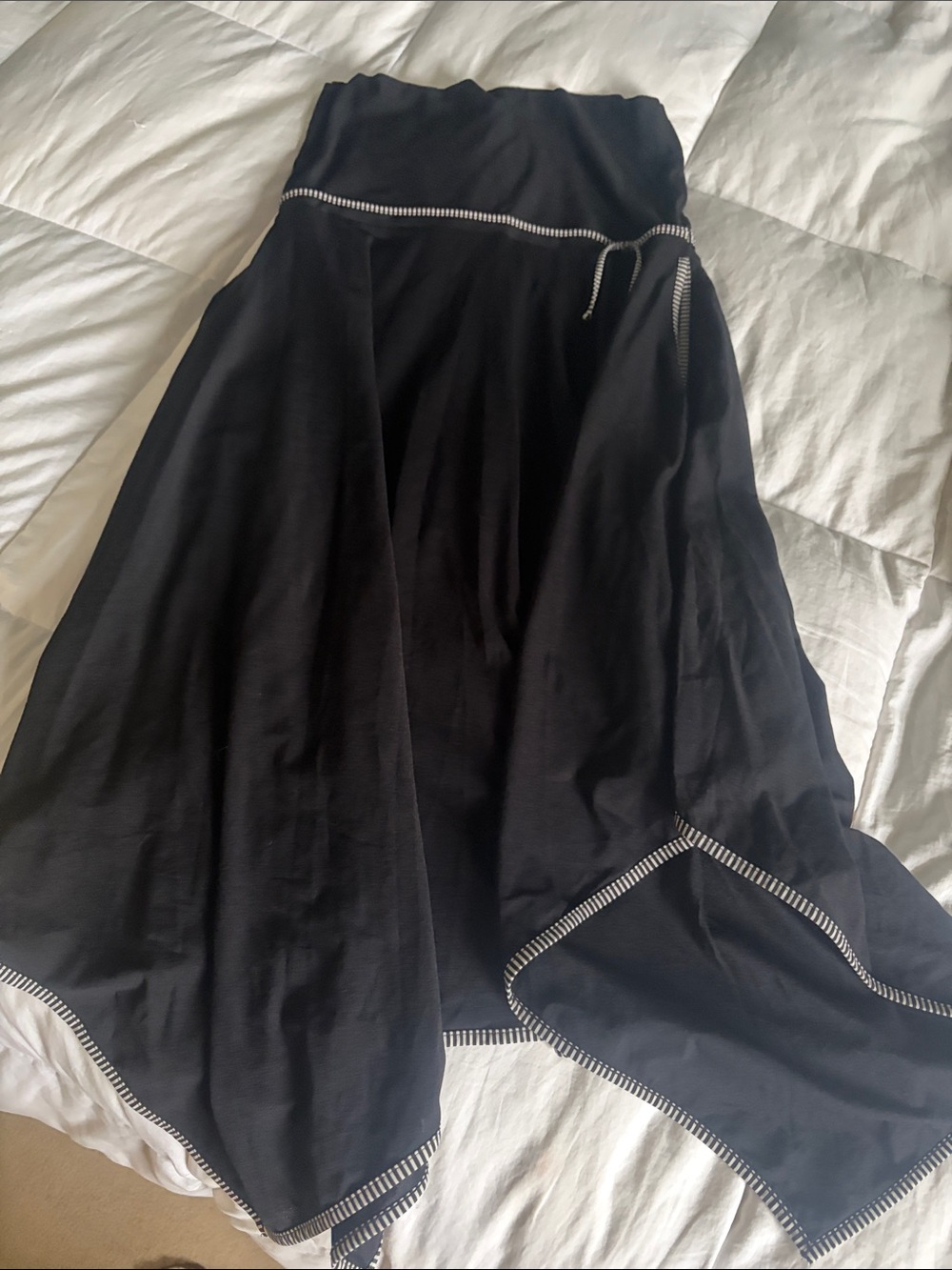 Black Midi Skirt with Contrast Trim